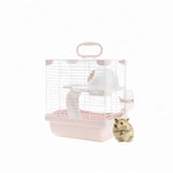 Maxbell 2 Layers Hamster Habitats Cage High Chassis Design Multipurpose 7.4x9x11inch Pink