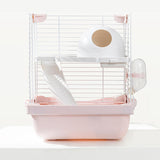 Maxbell 2 Layers Hamster Habitats Cage High Chassis Design Multipurpose 7.4x9x11inch Pink