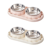 Maxbell Cat Food Bowls Convenient Large Capacity Easy to Clean Reliable Double Bowls Pink