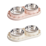 Maxbell Cat Food Bowls Convenient Large Capacity Easy to Clean Reliable Double Bowls Pink