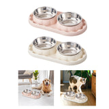 Maxbell Cat Food Bowls Convenient Large Capacity Easy to Clean Reliable Double Bowls Pink