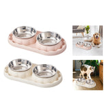 Maxbell Cat Food Bowls Convenient Large Capacity Easy to Clean Reliable Double Bowls Pink