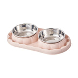Maxbell Cat Food Bowls Convenient Large Capacity Easy to Clean Reliable Double Bowls Pink