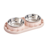 Maxbell Cat Food Bowls Convenient Large Capacity Easy to Clean Reliable Double Bowls Pink