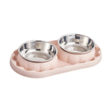 Maxbell Cat Food Bowls Convenient Large Capacity Easy to Clean Reliable Double Bowls Pink