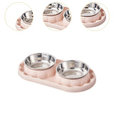 Maxbell Cat Food Bowls Convenient Large Capacity Easy to Clean Reliable Double Bowls Pink