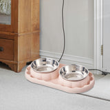 Maxbell Cat Food Bowls Convenient Large Capacity Easy to Clean Reliable Double Bowls Pink