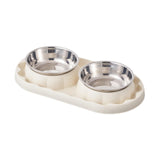 Maxbell Cat Food Bowls Convenient Large Capacity Easy to Clean Reliable Double Bowls White