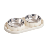 Maxbell Cat Food Bowls Convenient Large Capacity Easy to Clean Reliable Double Bowls White