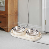 Maxbell Cat Food Bowls Convenient Large Capacity Easy to Clean Reliable Double Bowls White
