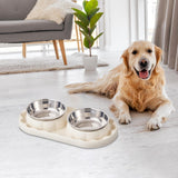 Maxbell Cat Food Bowls Convenient Large Capacity Easy to Clean Reliable Double Bowls White