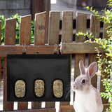 Maxbell Rabbit Hay Feeder for Cage Bunny Hay Bag for Small Pets Hamsters Chinchillas Black