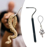 Maxbell Snake Hook Reptile Grabber Professional with Hook Head Reptile Handling Tool Silver Snake Lanyard