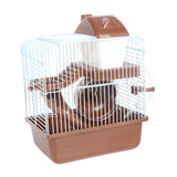 Maxbell 2 Tier Hamster Cage Portable Small Animal Cage for Hedgehog Rats Guinea Pigs Brown