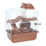 Maxbell 2 Tier Hamster Cage Portable Small Animal Cage for Hedgehog Rats Guinea Pigs Brown
