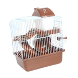 Maxbell 2 Tier Hamster Cage Portable Small Animal Cage for Hedgehog Rats Guinea Pigs Brown