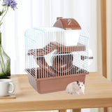 Maxbell 2 Tier Hamster Cage Portable Small Animal Cage for Hedgehog Rats Guinea Pigs Brown