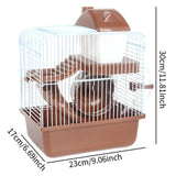 Maxbell 2 Tier Hamster Cage Portable Small Animal Cage for Hedgehog Rats Guinea Pigs Brown