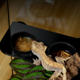 Maxbell Hanging Reptile Feeding Tray with Suction Cup Food Bowl for Lizard Chameleon Dual Slots