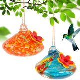 Maxbell Hanging Bird Feeder Wear Resistant Blown Glass Bird Feeder for Outdoor Porch A