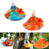 Maxbell Hanging Bird Feeder Wear Resistant Blown Glass Bird Feeder for Outdoor Porch A