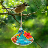 Maxbell Hanging Bird Feeder Wear Resistant Blown Glass Bird Feeder for Outdoor Porch A