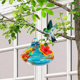 Maxbell Hanging Bird Feeder Wear Resistant Blown Glass Bird Feeder for Outdoor Porch A