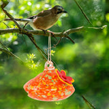 Maxbell Hanging Bird Feeder Wear Resistant Blown Glass Bird Feeder for Outdoor Porch B