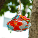 Maxbell Hanging Bird Feeder Wear Resistant Blown Glass Bird Feeder for Outdoor Porch B