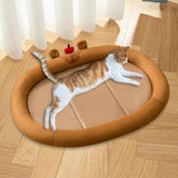 Maxbell Cat Cooling Bed Summer Sleeping Iced Silk Pads for All Ages Cats Pet Supplies Brown