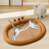 Maxbell Cat Cooling Bed Summer Sleeping Iced Silk Pads for All Ages Cats Pet Supplies Brown
