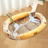 Maxbell Cat Cooling Bed Summer Sleeping Iced Silk Pads for All Ages Cats Pet Supplies Yellow