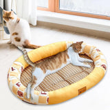 Maxbell Cat Cooling Bed Summer Sleeping Iced Silk Pads for All Ages Cats Pet Supplies Yellow