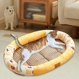 Maxbell Cat Cooling Bed Summer Sleeping Iced Silk Pads for All Ages Cats Pet Supplies Yellow