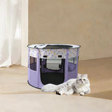 Maxbell Portable Pets Playpen Tent Detachable Cat Playpens for Indoor Camping Purple