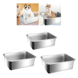 Maxbell Cat Litter Box Stainless Steel Anti Splashing Open Top Large for Indoor Cats 39.5cmx29.5cm