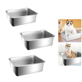 Maxbell Cat Litter Box Stainless Steel Anti Splashing Open Top Large for Indoor Cats 39.5cmx29.5cm