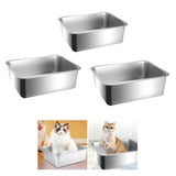 Maxbell Cat Litter Box Stainless Steel Anti Splashing Open Top Large for Indoor Cats 39.5cmx29.5cm