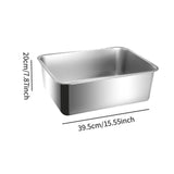 Maxbell Cat Litter Box Stainless Steel Anti Splashing Open Top Large for Indoor Cats 39.5cmx29.5cm