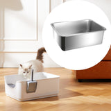 Maxbell Cat Litter Box Stainless Steel Anti Splashing Open Top Large for Indoor Cats 44.5cmx34.5cm