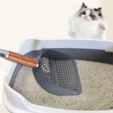 Maxbell Litter Scoop Equipment for Litter Box with Handle Useful Kitty Metal Scooper Gray