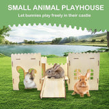 Maxbell Wooden Bunny Hideout Castle Sturdy Habitats for Hedgehog Gerbil Small Animal