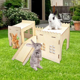 Maxbell Wooden Bunny Hideout Castle Sturdy Habitats for Hedgehog Gerbil Small Animal