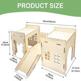 Maxbell Wooden Bunny Hideout Castle Sturdy Habitats for Hedgehog Gerbil Small Animal