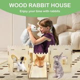 Maxbell Wooden Bunny Hideout Castle Sturdy Habitats for Hedgehog Gerbil Small Animal