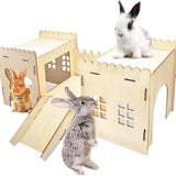 Maxbell Wooden Bunny Hideout Castle Sturdy Habitats for Hedgehog Gerbil Small Animal