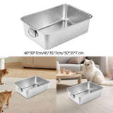 Maxbell Cats Litter Box Stainless Steel Non Stick Portable Sturdy Cat Toilet Sandbox S