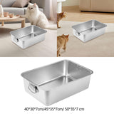 Maxbell Cats Litter Box Stainless Steel Non Stick Portable Sturdy Cat Toilet Sandbox S