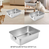 Maxbell Cats Litter Box Stainless Steel Non Stick Portable Sturdy Cat Toilet Sandbox S
