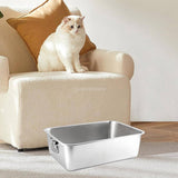 Maxbell Cats Litter Box Stainless Steel Non Stick Portable Sturdy Cat Toilet Sandbox L